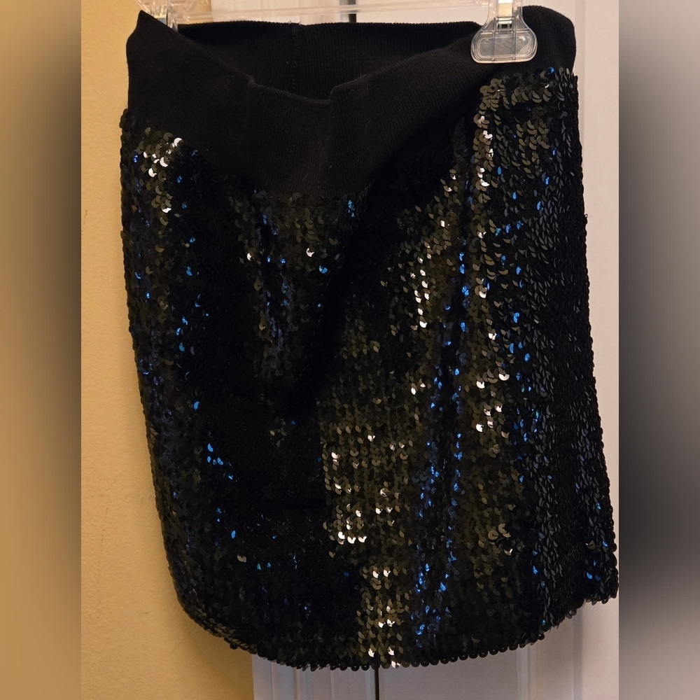 Frederick's of Hollywood Womens Black Sequin  Mini Skirt Party Sequin Glam